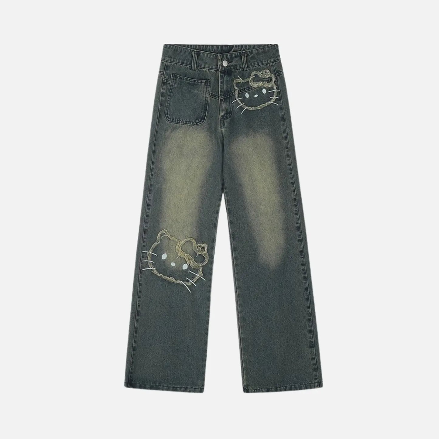 Calça Jeans Streetwear Hello Kitty